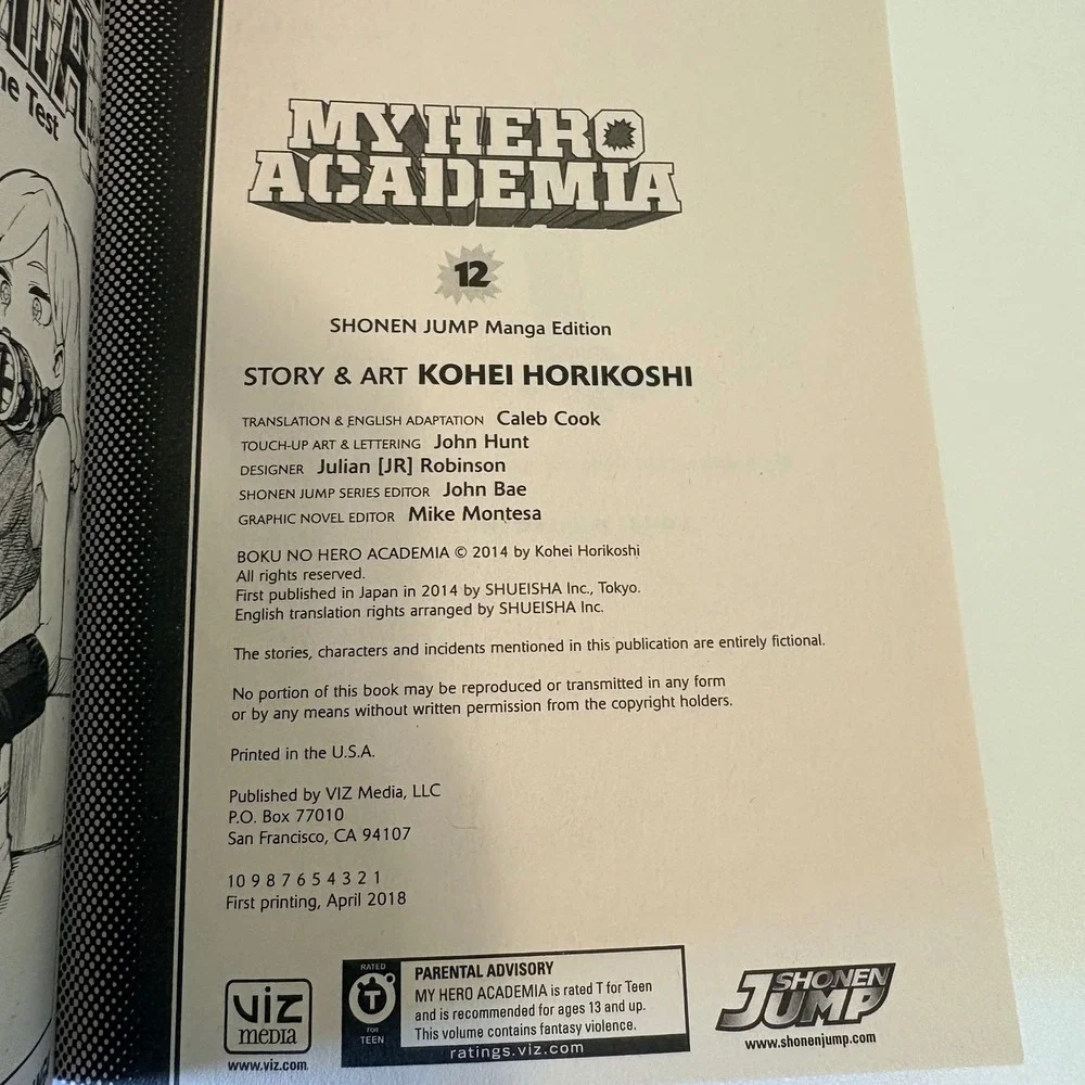 My Hero Academia Volume 12 Horikoshi First Printing Ed English Manga Paperback